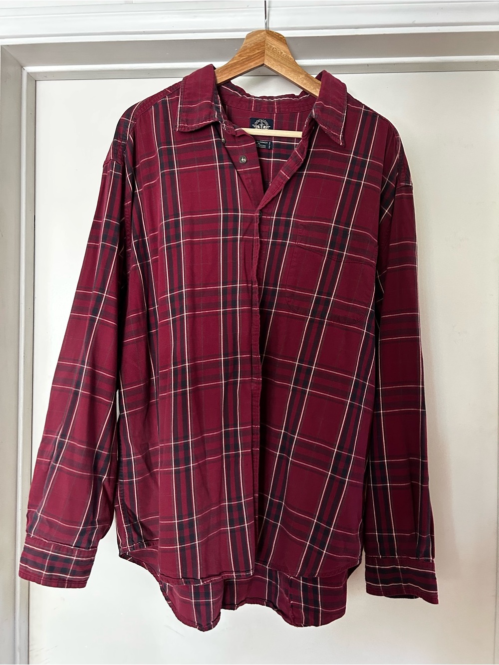 Dockers Men's Burgundy Plaid Button-Down Shirt